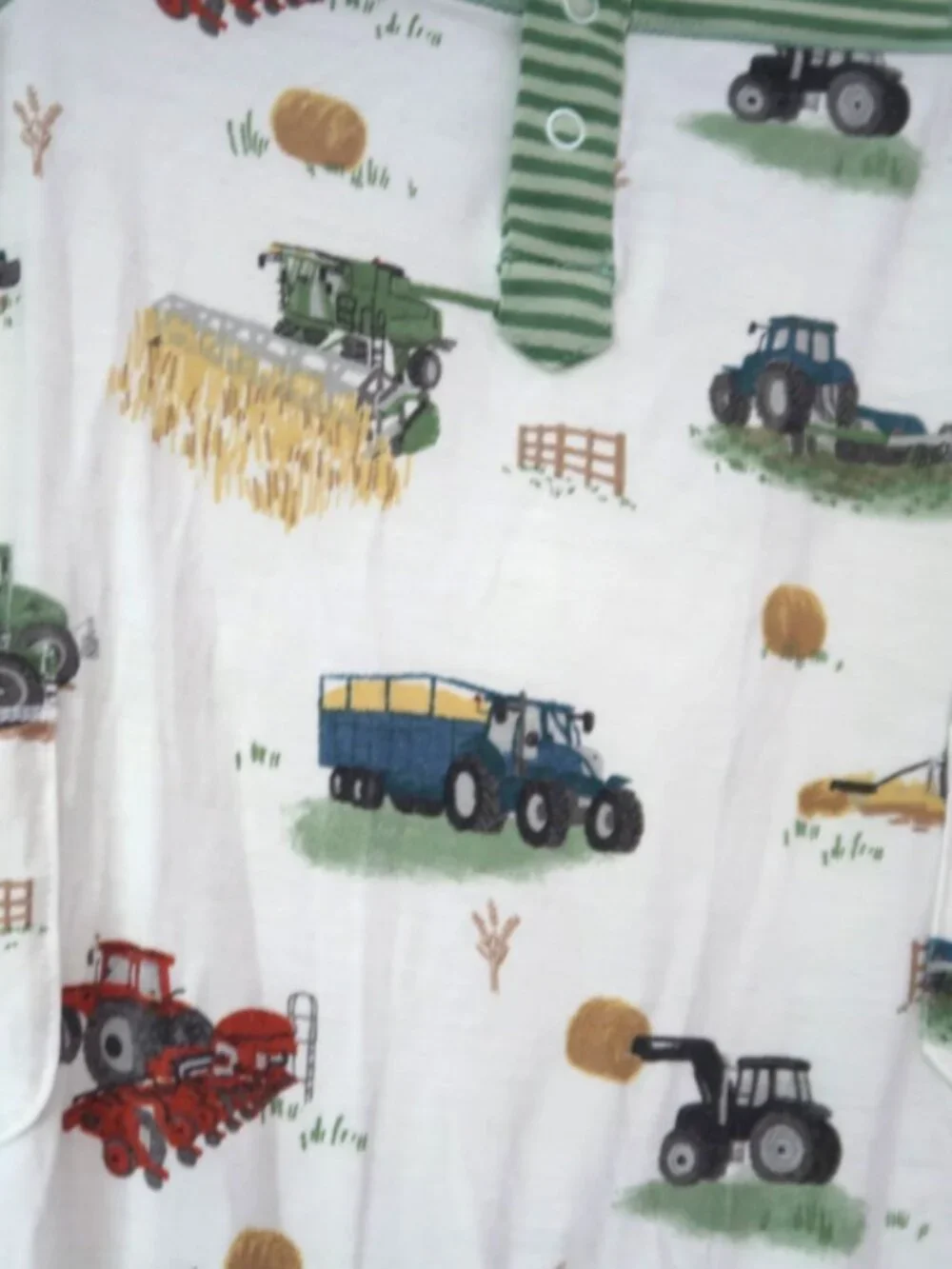 Angel Dear Farm Machine Romper 0-3m Hay Bales on the farm baby romper